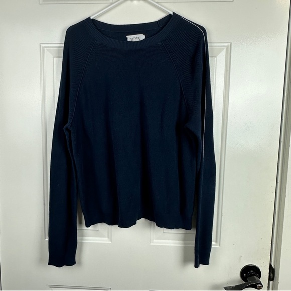 Velvet by Graham & Spencer Navy Blue Cotton Pullover Sweater Size Large - Picture 1 of 6